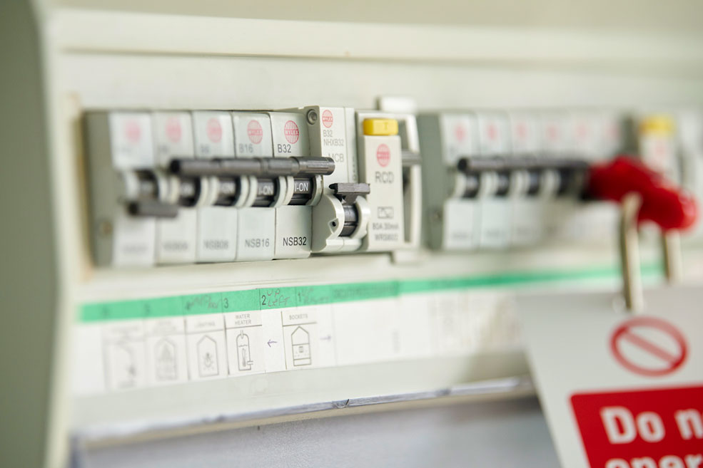 Electrical consumer unit displaying switches